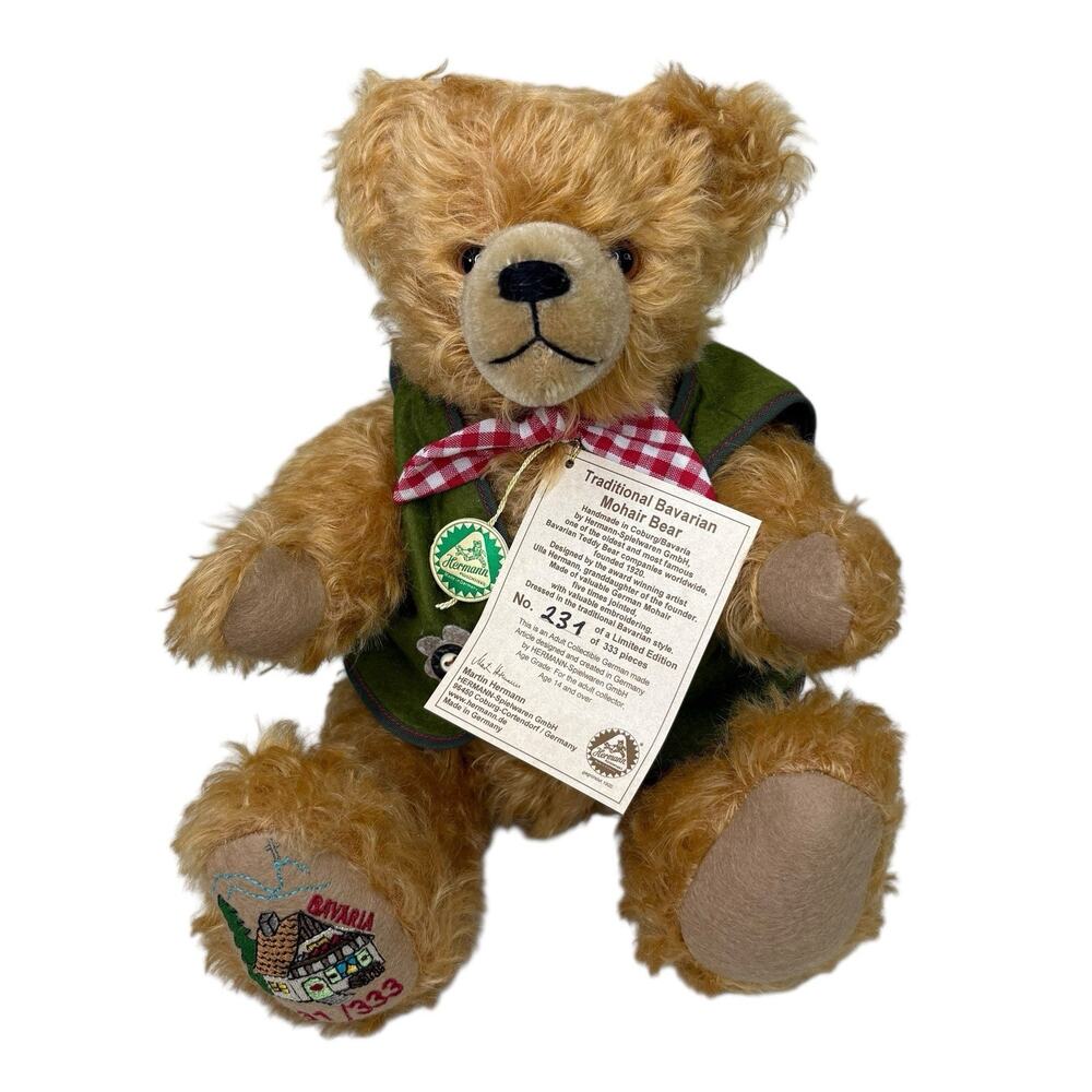 Hermann Traditional Bavarian Mohair Bear w/ COA Germany 231/333 Collectible Rare